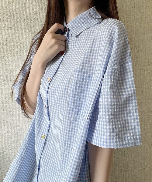 Nana(ナナ)の「カラフルボタンチェックシャツ(シャツ/ブラウス・レディース・ブルー・FREE)」の5枚目の写真