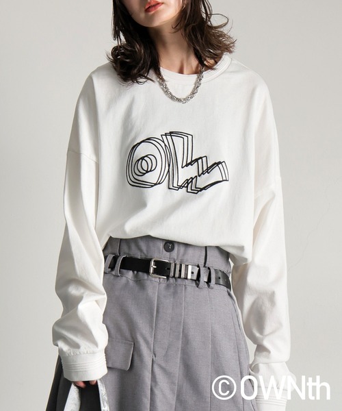 antiqua（アンティカ）の「ふくれデザインロゴロンT（Tシャツ/カットソー・レディース・ブラック/ホワイト・P/R）」の4枚目の写真