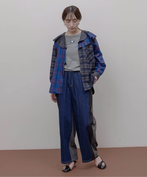 Eimee Law（エイミーロウ）の「フルカラーチェックジップシャツ（シャツ/ブラウス・レディース・ブラック/ブルー・FREE）」の3枚目の写真