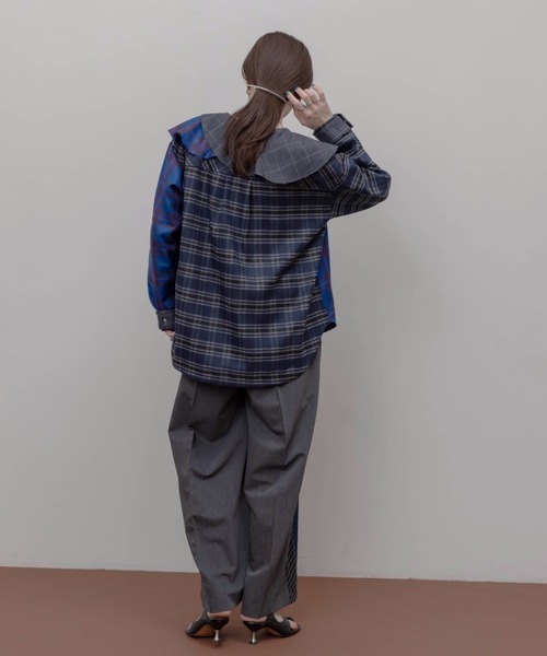 Eimee Law（エイミーロウ）の「フルカラーチェックジップシャツ（シャツ/ブラウス・レディース・ブラック/ブルー・FREE）」の5枚目の写真