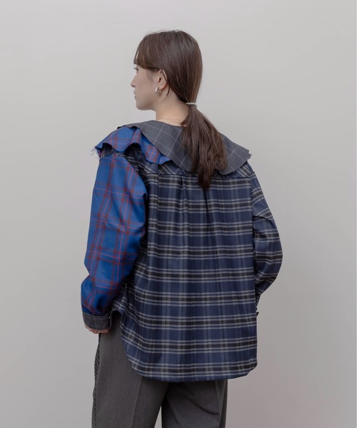 Eimee Law（エイミーロウ）の「フルカラーチェックジップシャツ（シャツ/ブラウス・レディース・ブラック/ブルー・FREE）」の11枚目の写真