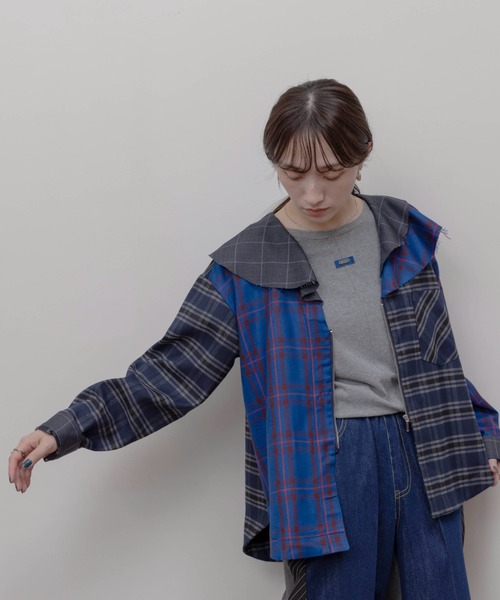 Eimee Law（エイミーロウ）の「フルカラーチェックジップシャツ（シャツ/ブラウス・レディース・ブラック/ブルー・FREE）」の8枚目の写真