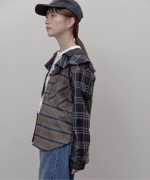 Eimee Law（エイミーロウ）の「フルカラーチェックジップシャツ（シャツ/ブラウス・レディース・ブラック/ブルー・FREE）」の17枚目の写真