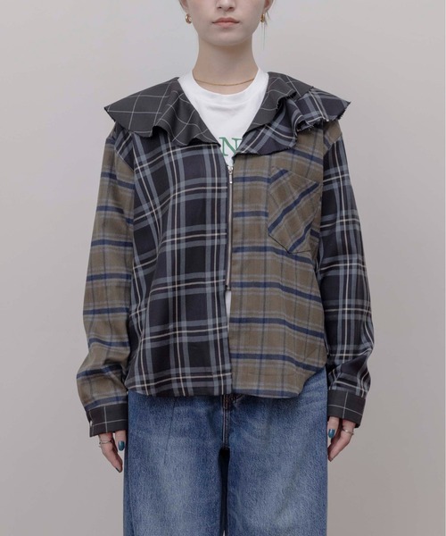 Eimee Law（エイミーロウ）の「フルカラーチェックジップシャツ（シャツ/ブラウス・レディース・ブラック/ブルー・FREE）」の21枚目の写真