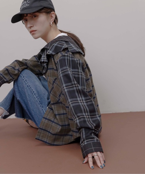 Eimee Law（エイミーロウ）の「フルカラーチェックジップシャツ（シャツ/ブラウス・レディース・ブラック/ブルー・FREE）」の20枚目の写真