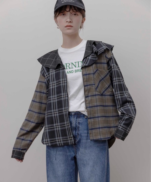 Eimee Law（エイミーロウ）の「フルカラーチェックジップシャツ（シャツ/ブラウス・レディース・ブラック/ブルー・FREE）」の15枚目の写真