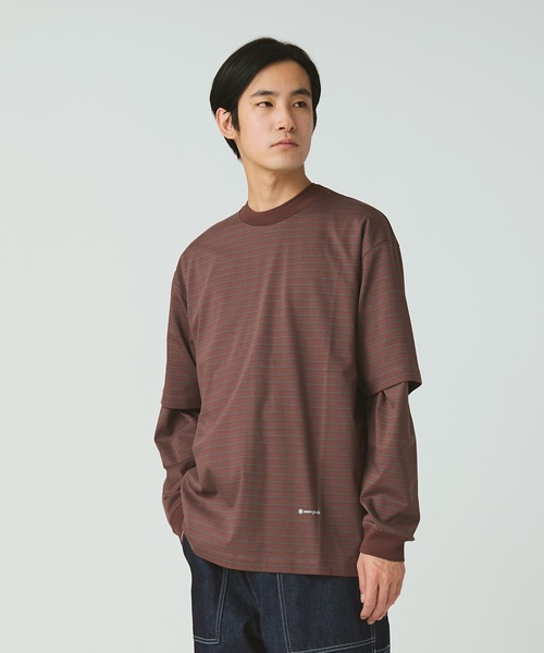 Snow Peak(スノーピーク)の「Snow Peak / OG Cotton Mercerized BD T-Shirt オーガニックコットン シルケット ボーダー Tシャツ(Tシャツ/カットソー・メンズ・ブラウン/ブルー・M/S/L/XL)」の1枚目の写真
