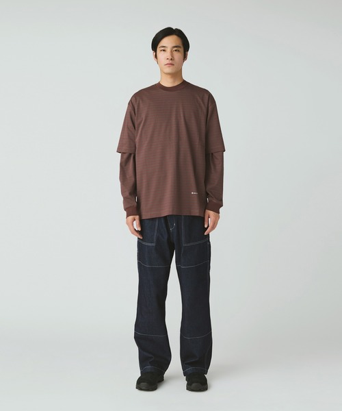 Snow Peak(スノーピーク)の「Snow Peak / OG Cotton Mercerized BD T-Shirt オーガニックコットン シルケット ボーダー Tシャツ(Tシャツ/カットソー・メンズ・ブラウン/ブルー・M/S/L/XL)」の3枚目の写真