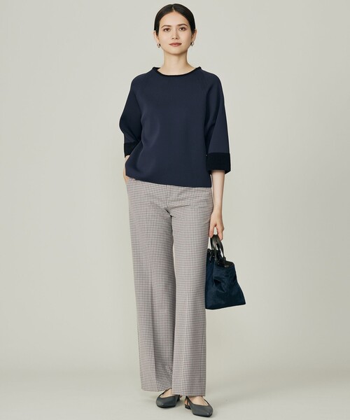 自由区(ジユウク)の「TRギャバチェック柄ストレート パンツ(その他パンツ・レディース・アイボリー系3/ライトグレー系3・42/40/38/36)」の9枚目の写真