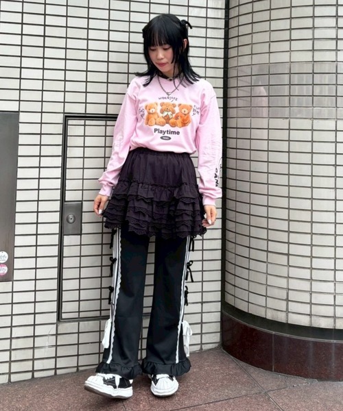Candy Stripper(キャンディストリッパー)の「PLAYTIME L/S Tシャツ(Tシャツ/カットソー・レディース・オフホワイト/ブラック/ピンク・FREE)」の14枚目の写真