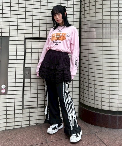 Candy Stripper(キャンディストリッパー)の「PLAYTIME L/S Tシャツ(Tシャツ/カットソー・レディース・オフホワイト/ブラック/ピンク・FREE)」の13枚目の写真