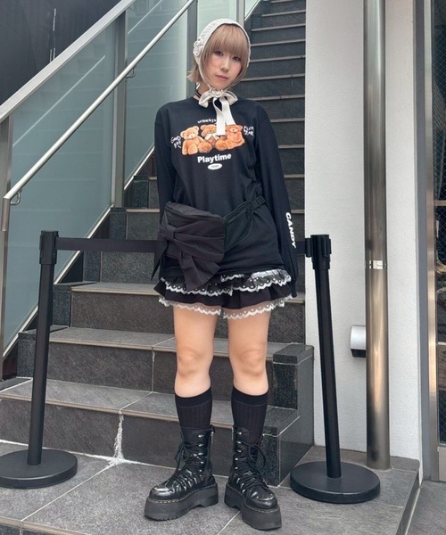 Candy Stripper(キャンディストリッパー)の「PLAYTIME L/S Tシャツ(Tシャツ/カットソー・レディース・オフホワイト/ブラック/ピンク・FREE)」の19枚目の写真