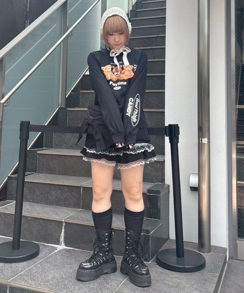 Candy Stripper(キャンディストリッパー)の「PLAYTIME L/S Tシャツ(Tシャツ/カットソー・レディース・オフホワイト/ブラック/ピンク・FREE)」の20枚目の写真