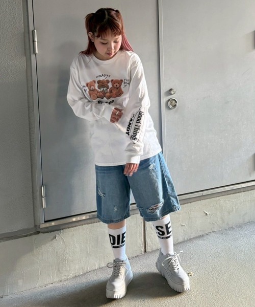Candy Stripper(キャンディストリッパー)の「PLAYTIME L/S Tシャツ(Tシャツ/カットソー・レディース・オフホワイト/ブラック/ピンク・FREE)」の17枚目の写真