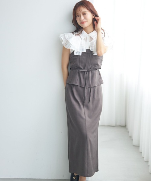 mysty woman(ミスティウーマン)の「コルセットSET2Pスカート 582382(スカート・レディース・チャコールグレー/ダークベージュ・FREE)」の1枚目の写真