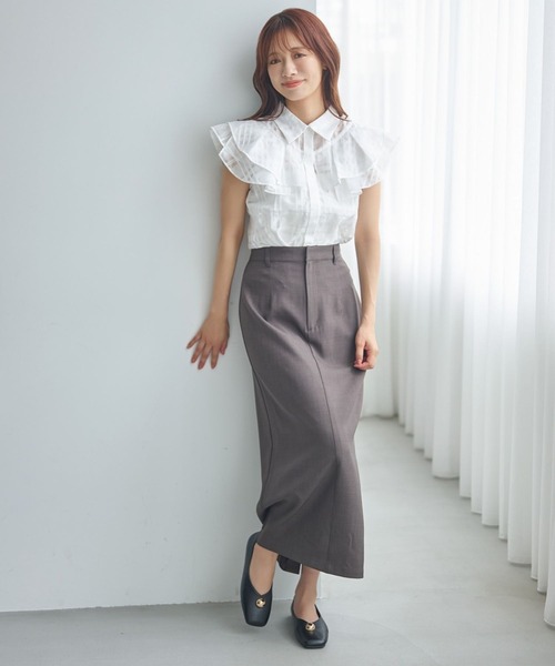 mysty woman(ミスティウーマン)の「コルセットSET2Pスカート 582382(スカート・レディース・チャコールグレー/ダークベージュ・FREE)」の3枚目の写真