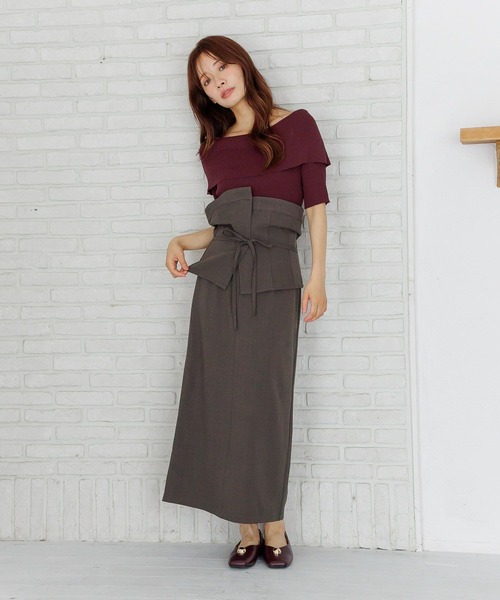 mysty woman(ミスティウーマン)の「コルセットSET2Pスカート 582382(スカート・レディース・チャコールグレー/ダークベージュ・FREE)」の5枚目の写真