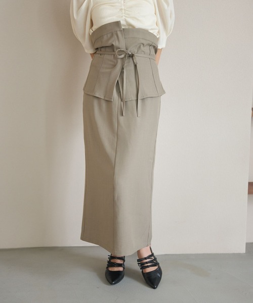 mysty woman(ミスティウーマン)の「コルセットSET2Pスカート 582382(スカート・レディース・チャコールグレー/ダークベージュ・FREE)」の10枚目の写真