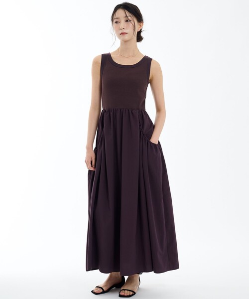 PUBLIC TOKYO（パブリックトウキョウ）の「ドッキングフレアワンピ（ワンピース・レディース・ワイン/ブラック/ホワイト・1/2）」の11枚目の写真