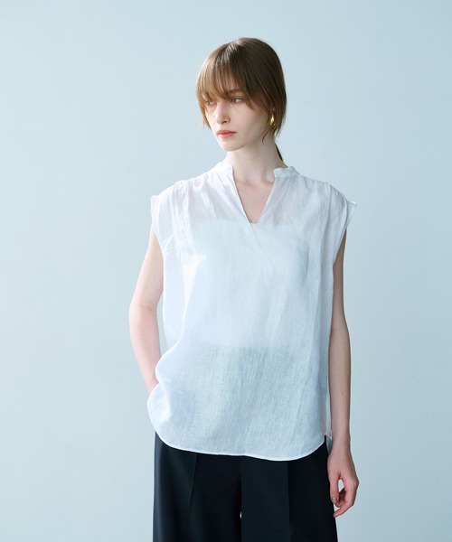N.O.R.C(ノーク)の「リネンスキッパーブラウス(シャツ/ブラウス・レディース・ホワイト/レッド/ベージュ/ブラック・フリー)」の5枚目の写真
