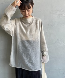 nenom（ネノム）の「【限定展開】[nenom ネノム] 重ね着風 オーガンジーレイヤードシアーロングスリーブTシャツ【追加】（Tシャツ/カットソー）」