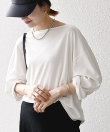 SHIPS any:〈接触冷感/汗染み防止加工/洗濯機可能〉ボートネック ワイド ロンTEE