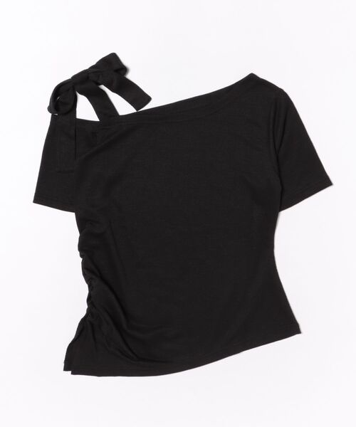 tシャツ ワンショルリボンカットトップス「手洗い可能」 レディース ワンショルリボンカットトップス≪手洗い可能≫（Tシャツ