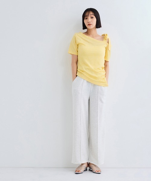 VICKY(ビッキー)の「ワンショルリボンカットトップス≪手洗い可能≫(Tシャツ/カットソー・レディース・オフホワイト/イエロー/ブラック・M)」の10枚目の写真