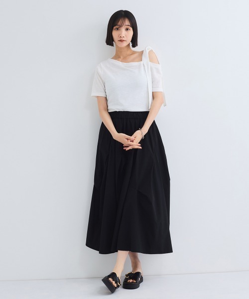 VICKY(ビッキー)の「ワンショルリボンカットトップス≪手洗い可能≫(Tシャツ/カットソー・レディース・オフホワイト/イエロー/ブラック・M)」の15枚目の写真