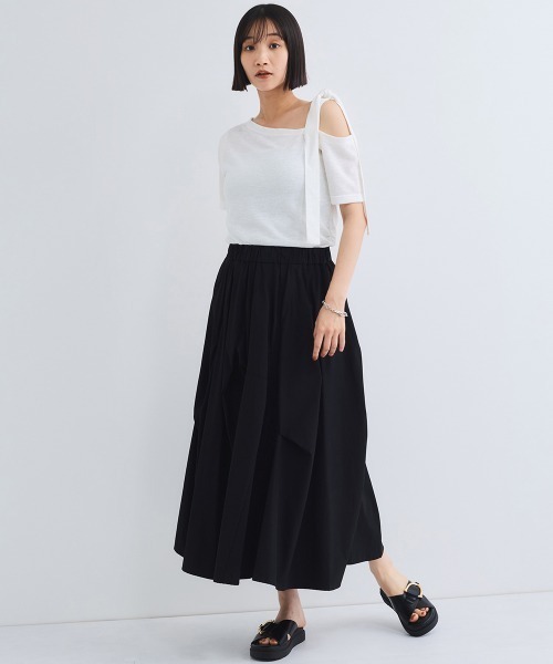 VICKY(ビッキー)の「ワンショルリボンカットトップス≪手洗い可能≫(Tシャツ/カットソー・レディース・オフホワイト/イエロー/ブラック・M)」の16枚目の写真