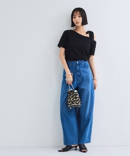 VICKY(ビッキー)の「ワンショルリボンカットトップス≪手洗い可能≫(Tシャツ/カットソー・レディース・オフホワイト/イエロー/ブラック・M)」の21枚目の写真
