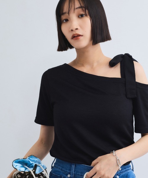VICKY(ビッキー)の「ワンショルリボンカットトップス≪手洗い可能≫(Tシャツ/カットソー・レディース・オフホワイト/イエロー/ブラック・M)」の19枚目の写真