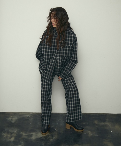 Lutim by u（ルチバイユー）の「Nocturne over size shirts / チェックオーバーサイズシャツ（シャツ/ブラウス・レディース・ブラック/ブラウン/ホワイト・FREE）」の18枚目の写真