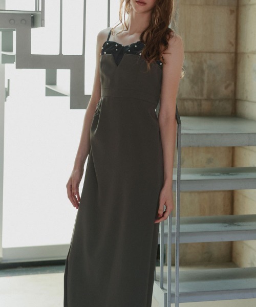 DONOBAN(ドノバン)の「【ANDRESD】dropped pearl dress セレモニー 結婚式 二次会 同窓会 成人式 入学式 卒業式 お呼ばれ パーティードレス オケージョンドレス(ワンピース・レディース・ブラック/ベージュ/チャコール・S/M/L)」の20枚目の写真