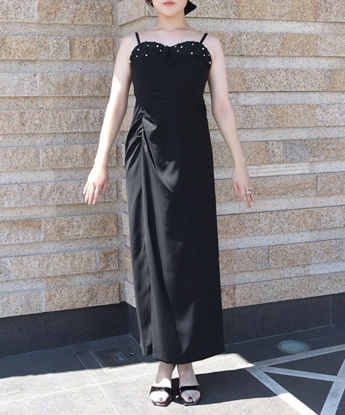 DONOBAN(ドノバン)の「【ANDRESD】dropped pearl dress セレモニー 結婚式 二次会 同窓会 成人式 入学式 卒業式 お呼ばれ パーティードレス オケージョンドレス(ワンピース・レディース・ブラック/ベージュ/チャコール・S/M/L)」の5枚目の写真