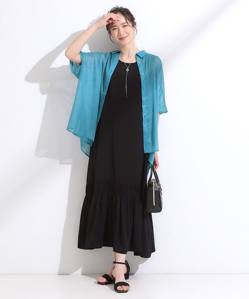 Cutie Blonde（キューティーブロンド）の「大人のシアー感 ラメが華やかな楊柳ポンチョシャツ（シャツ/ブラウス・レディース・ダークブラウン/ブラック/ブルー/ホワイト・00）」の19枚目の写真