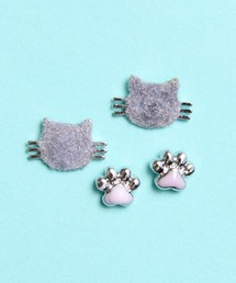 gargle（ガーグル）の「gargle ガーグル：アニマルシリーズ　モケネコセット　猫　ネコ　キャット　ピアス（ピアス（両耳用））」