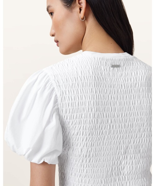 ALLSAINTS（オールセインツ）の「DAEL SMOCKED SLIM TOP | DAEL スモック スリム トップ（その他トップス・レディース・ホワイト・M/XS/S/L）」の5枚目の写真