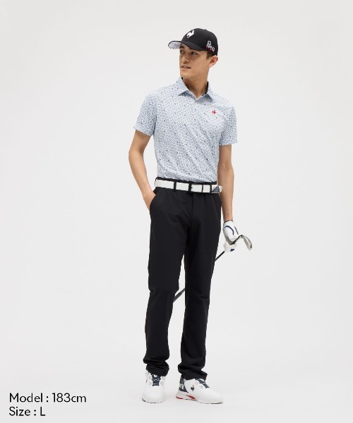 le coq sportif GOLF(ルコックスポルティフゴルフ)の「【le coq sportif GOLF】吸汗速乾/UVカットストレッチジャガード半袖シャツ ゴルフウェア(ポロシャツ・メンズ・ベージュ/ネイビー/ホワイト・M/L/XL/3L)」の13枚目の写真