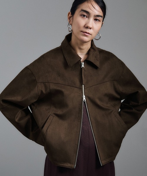WEB限定】スウェードライクダブルジップブルゾン（ブルゾン