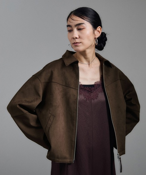 SALON adam et rope'（サロン アダム エ ロペ）の「【WEB限定】スウェードライクダブルジップブルゾン（ブルゾン・レディース・キャメル/ブラウン・FREE）」の8枚目の写真