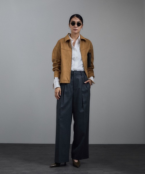 SALON adam et rope'（サロン アダム エ ロペ）の「【WEB限定】スウェードライクダブルジップブルゾン（ブルゾン・レディース・キャメル/ブラウン・FREE）」の10枚目の写真