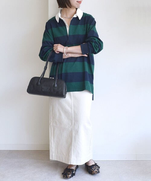 LOGAN knitting mills(ローガンニッティングミルズ)の「【SHIPS別注】LOGAN KNITTING MILLS:〈洗濯機可能〉ラガー シャツ(Tシャツ/カットソー・レディース・グリーン/ベージュ・ONE SIZE)」の6枚目の写真