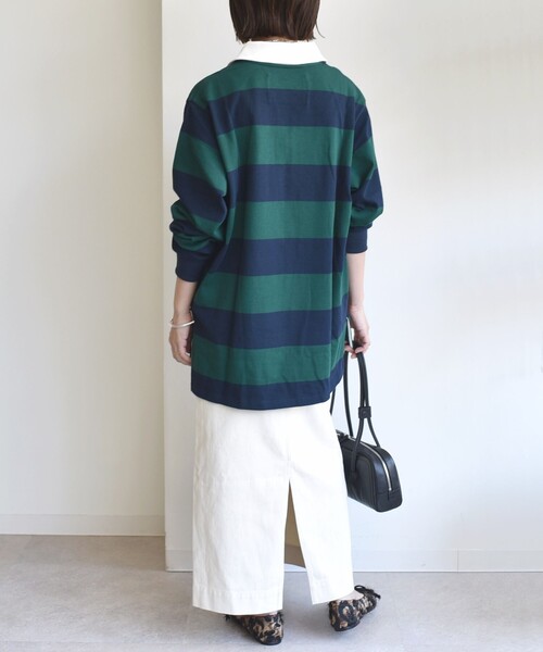 LOGAN knitting mills(ローガンニッティングミルズ)の「【SHIPS別注】LOGAN KNITTING MILLS:〈洗濯機可能〉ラガー シャツ(Tシャツ/カットソー・レディース・グリーン/ベージュ・ONE SIZE)」の8枚目の写真