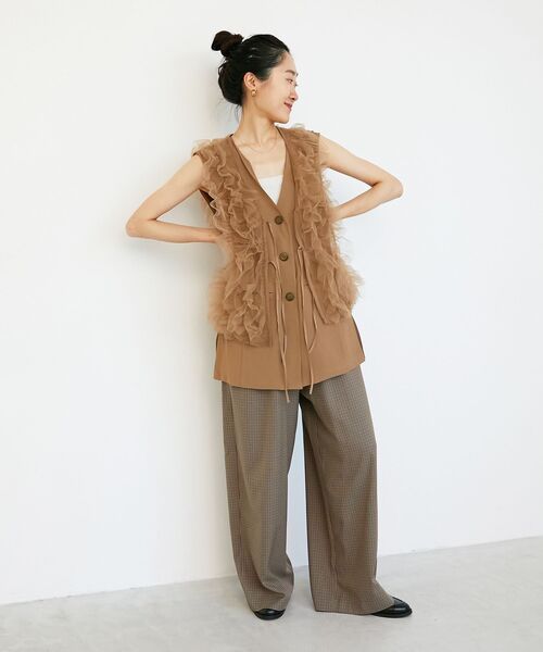 le.coeur blanc(ルクールブラン)の「《手洗い可能》ガンクラブチェックドロストパンツ(その他パンツ・レディース・ベージュ系その他2/ブラウン系その他2・38)」の11枚目の写真