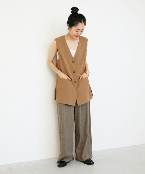 le.coeur blanc(ルクールブラン)の「《手洗い可能》ガンクラブチェックドロストパンツ(その他パンツ・レディース・ベージュ系その他2/ブラウン系その他2・38)」の12枚目の写真