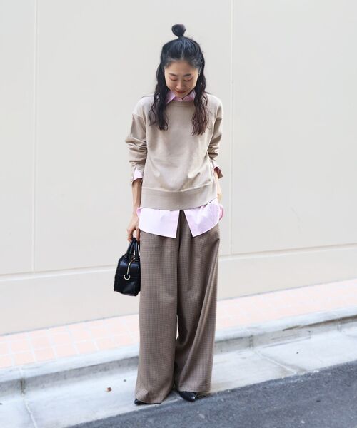 le.coeur blanc(ルクールブラン)の「《手洗い可能》ガンクラブチェックドロストパンツ(その他パンツ・レディース・ベージュ系その他2/ブラウン系その他2・38)」の15枚目の写真