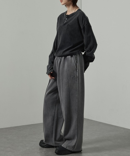 TEAMGEEK ウォッシュ加工 立体ポケットフレアスウェットパンツ セール】【Alfred Alex】ヴィンテージ加工ケミカルウォッシュ ワン