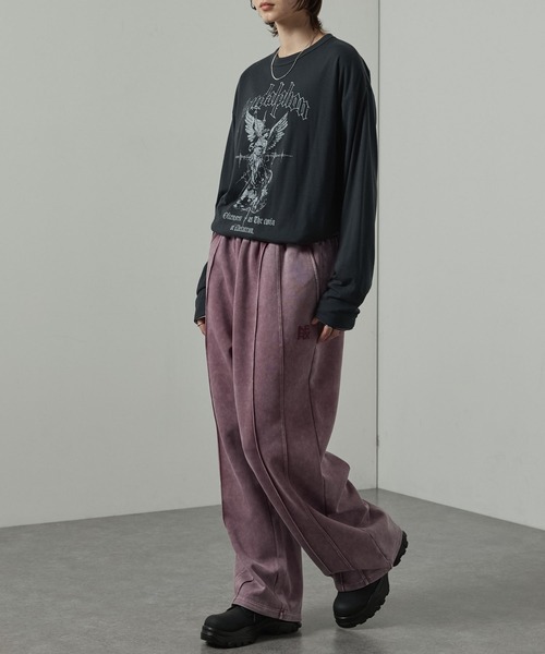 Alfred Alex(アルフレッドアレックス)の「【Alfred Alex】ヴィンテージ加工ケミカルウォッシュ ワンポイント刺繍 切り替えダンボールワイドスウェットパンツ【セットアップ対応】(スウェットパンツ・メンズ・ワイン/ブラック/グレー/ネイビー・L/M/S)」の6枚目の写真