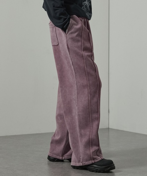 Alfred Alex(アルフレッドアレックス)の「【Alfred Alex】ヴィンテージ加工ケミカルウォッシュ ワンポイント刺繍 切り替えダンボールワイドスウェットパンツ【セットアップ対応】(スウェットパンツ・メンズ・ワイン/ブラック/グレー/ネイビー・L/M/S)」の11枚目の写真